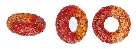 Spicy-Chili chamoy peach rings isolated on white background high quality details, 3d rendering