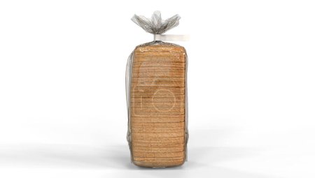 Téléchargez les photos : Emballage de sac de pain tranché en feuille transparente isolé sur fond blanc détails de haute qualité.rendu 3d - en image libre de droit