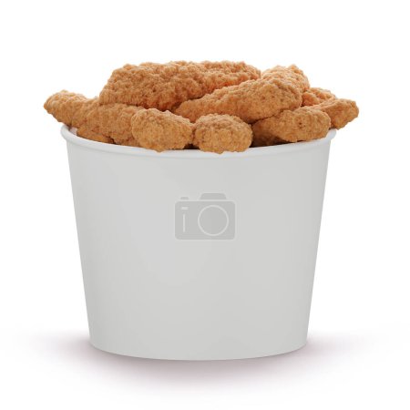 Foto de Cubo lleno de pollo frito Aislado sobre un fondo blanco detalles de alta calidad - Representación 3D - Imagen libre de derechos