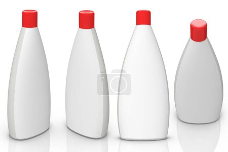 Téléchargez les photos : Rendu 3D - Image haute résolution modèle de bouteille en plastique blanc isolé sur fond blanc, détails de haute qualité - en image libre de droit