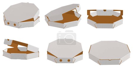 Photo for 3D rendering - High resolution image white Octagon pizza box template isolated on white background, high quality details of cardboard - Royalty Free Image
