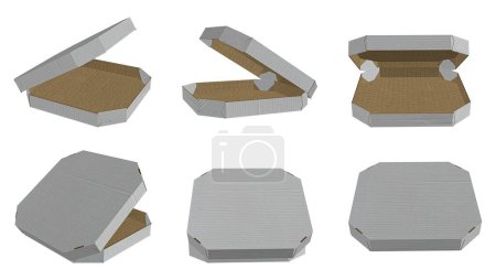 Photo for 3D rendering - High resolution image white Octagon pizza from two parts box template isolated on white background, high quality details of cardboard - Royalty Free Image