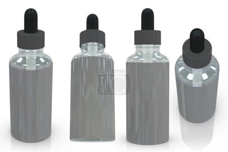 Téléchargez les photos : Rendu 3D - Image haute résolution blanc compte-gouttes modèle de bouteille isolé sur fond blanc, détails de haute qualité - en image libre de droit