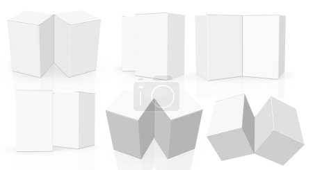 Téléchargez les photos : Rendu 3D image haute résolution blanc double modèle de boîte de base isolé sur fond blanc, détails de haute qualité de carton - en image libre de droit