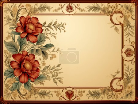 Téléchargez les photos : Design floral élégant avec une sensation vintage, avec un mélange de fleurs en fleurs et de feuillage sur un fond neutre. - en image libre de droit