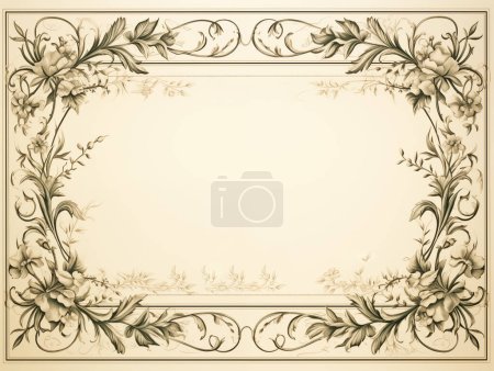 Téléchargez les photos : Un cadre vectoriel sophistiqué enveloppé dans une élégance florale intemporelle, parfait pour une touche de grâce classique en toute occasion - en image libre de droit