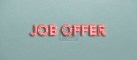 Photo for Job offer red neon text hanging on a wall - Royalty Free Image