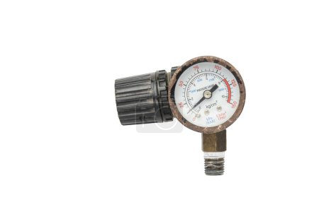 Photo for Pressure gauge with a zero reading isolated on white background. Clipping path - Royalty Free Image