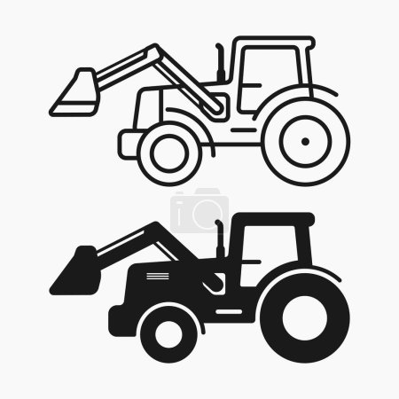 Illustration for Tractor with loader line shape icon vector flat illustration - Royalty Free Image