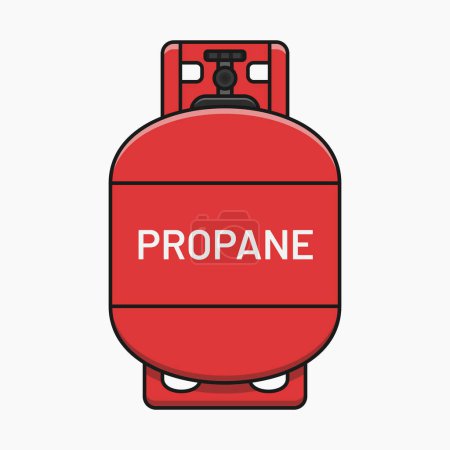 Illustration for Red propane gas tank on white background vector flat illustration - Royalty Free Image