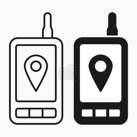 Ilustración de GPS portátil sistema de navegación línea forma icono vector ilustración plana - Imagen libre de derechos