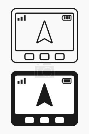 Ilustración de GPS portátil sistema de navegación del coche forma de línea icono vector ilustración plana - Imagen libre de derechos