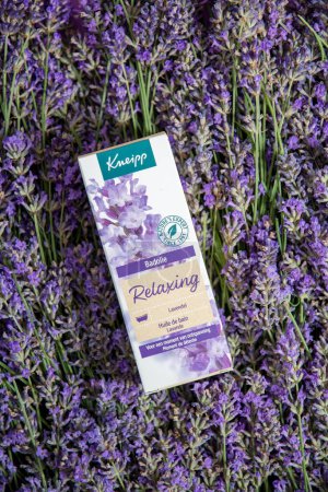 Photo for Bath oil Kneipp cosmetics Lavender soothing relaxing effect, As,Belgium, June 30,2022. High quality photo - Royalty Free Image