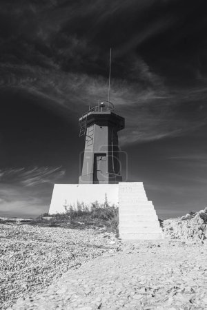 Croatian lighthouse , black and white