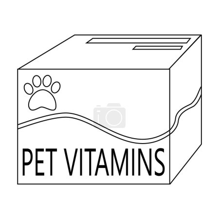 Illustration for Vitamins, supplements for animals, cats, dogs, animal care. Line art. Vector illustration isolated on white background. - Royalty Free Image