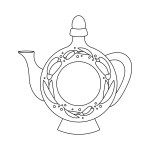Pitcher, jug with floral patterns. Ukrainian symbols. Line art. Vector illustration isolated on white background.