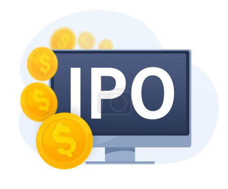 Illustration for IPO, initial public offering, investment opportunity or make profit from new stock concept. Return on investment, financial solutions, passive income. - Royalty Free Image