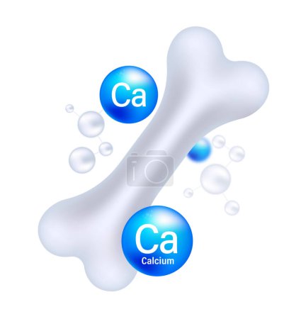 Illustration for Calcium Importance for Bone Strength: A Vector Representation of Bone Density and Mineral Supplements. - Royalty Free Image