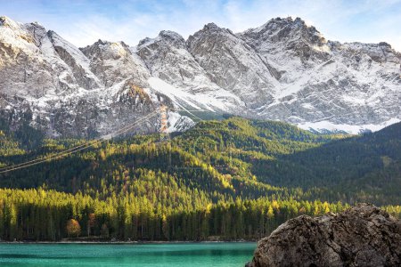 Photo for A  view of German Alp Mountains and a Lake Eibsee in Grainau, Bavaria, Germany - Royalty Free Image