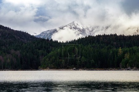 Photo for A view of Lake Eibsee and German Alps on a cloudy day - Royalty Free Image