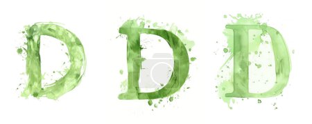 Photo for Ai Generated Art Watercolor Set of Multiple Different Pastel Sage Green Capital D Letters On a White Background - Royalty Free Image