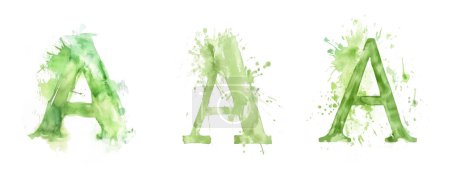 Photo for Ai Generated Art Watercolor Set of Multiple Different Pastel Sage Green Capital A Letters On a White Background - Royalty Free Image
