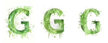Photo for Ai Generated Art Watercolor Set of Multiple Different Pastel Sage Green Capital G Letters On a White Background - Royalty Free Image