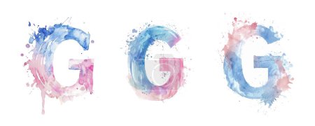 Photo for Ai Generated Art Watercolor Set of Multiple Different Pastel Pink and Blue Capital G Letters On a White Background - Royalty Free Image