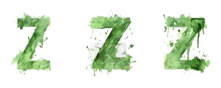 Photo for Ai Generated Art Watercolor Set of Multiple Different Pastel Sage Green Capital Z Letters On a White Background - Royalty Free Image