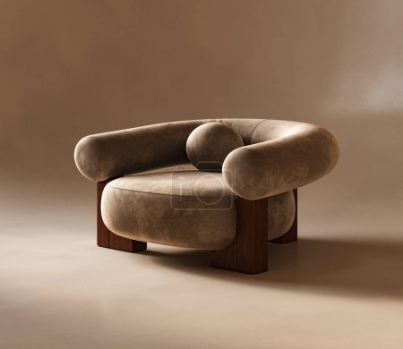 Photo for Capturing the essence of modern design, this 3d render armchair with plush curves and a rich texture offers a luxurious seating experience - Royalty Free Image