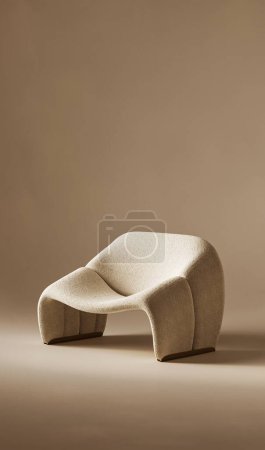 Téléchargez les photos : Ce rendu 3D met en valeur une chaise curviligne avec une texture unique, représentant la prochaine vague dans un design de mobilier confortable mais élégant - en image libre de droit
