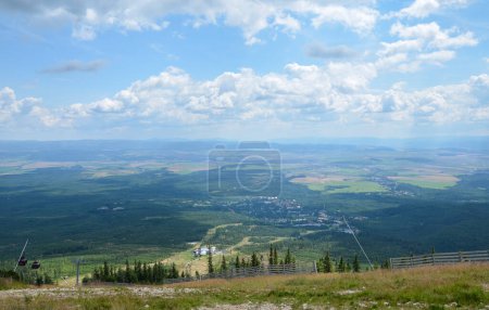 Photo for Top view to Tatranska Lomnica in the valley from Skalnate pleso, High Tatras, Slovakia - Royalty Free Image