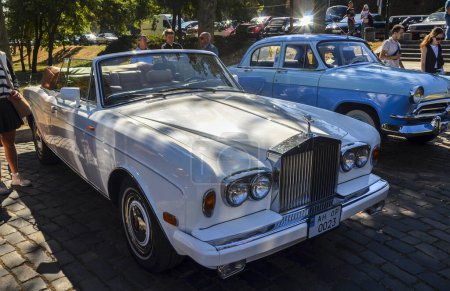 Photo for Luxurious white collectible rare convertible Rolls-Royce Corniche of which only about 5 thousand copies were produced - Royalty Free Image