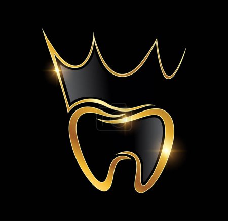 Illustration for Golden Luxury Tooth Vector Icon - Royalty Free Image