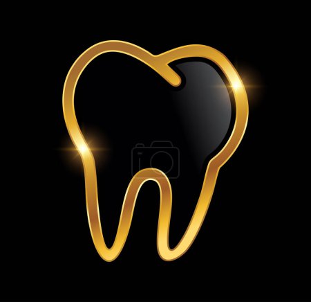 Illustration for Golden Luxury Tooth Vector Icon - Royalty Free Image