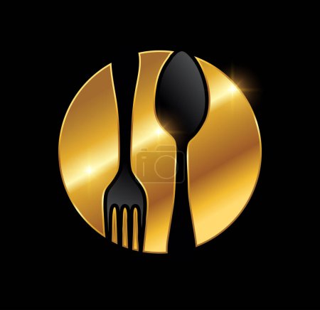 Illustration for Golden Luxury Food Vector Icon - Royalty Free Image