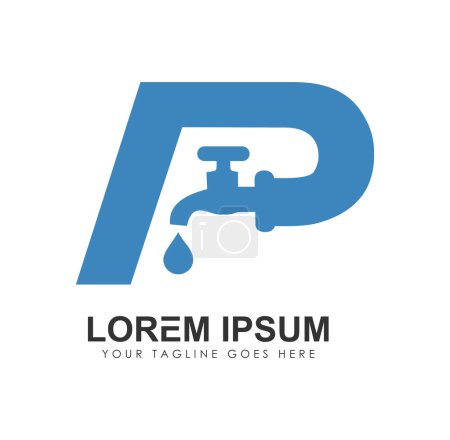 Ilustración de Plomería Monograma Logo Carta Inicial P - Imagen libre de derechos