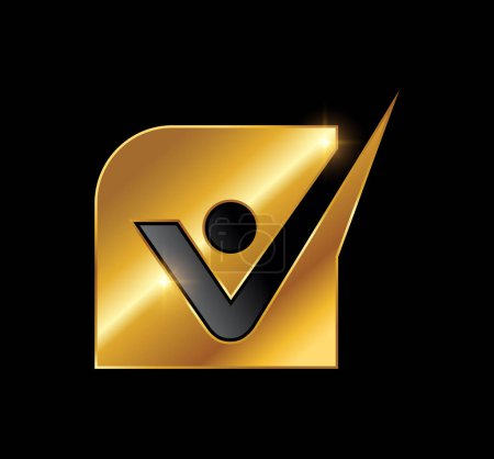 Golden Monogram Logo Initial Letter V