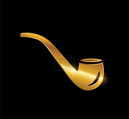 Illustration for Golden Tobacco Pipe Logo Vector Icon - Royalty Free Image