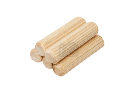 Photo for Wooden dowels close up. Dowel rods isolated. High quality photo - Royalty Free Image