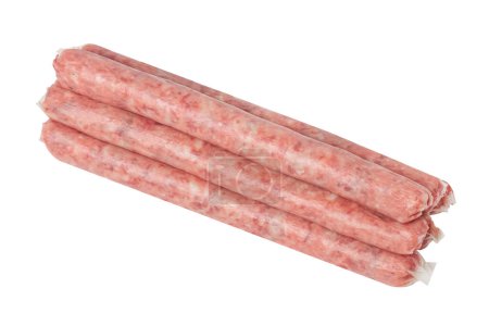 Photo for Raw BBQ sausages. Thin sausages. Homemade sausages isolated on white. High quality photo - Royalty Free Image