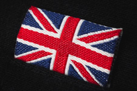 Téléchargez les photos : Grande-Bretagne drapeau gros plan. Fabriqué au Royaume-Uni. Photo de haute qualité - en image libre de droit