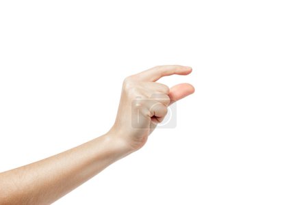 Pinch - gesture with hands on a white background. A little bit, short. High quality photo