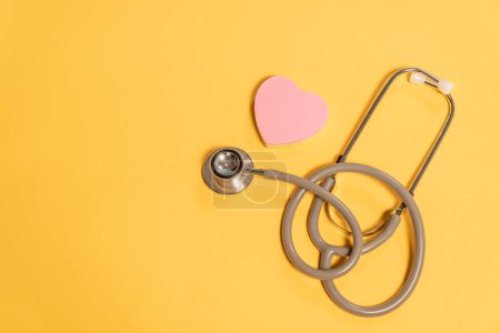 Photo for Single Head Stethoscope on yellow background - Royalty Free Image