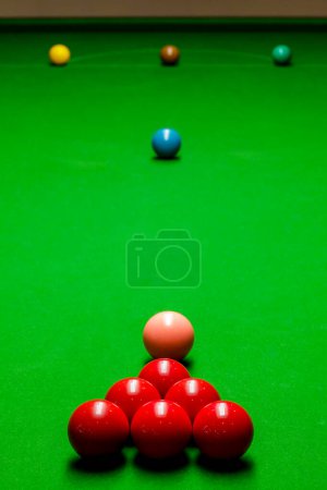 Photo for Snooker balls on green snooker table - Royalty Free Image