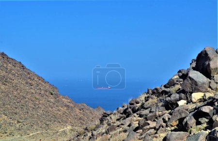 Photo for A scenic beauty of Persian Gulf from top of Al-Rabi mountain trails, United Arab Emirates. - Royalty Free Image