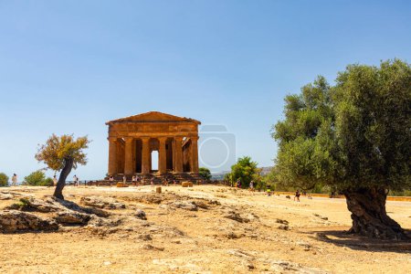 Photo for 2023-08-11, Agrigento, Italy. Temple of Concordia, The Valley of the Temples in Agrigento, archaeological heritage. Hellenic Doric architecture in Sicily, tourist place. - Royalty Free Image