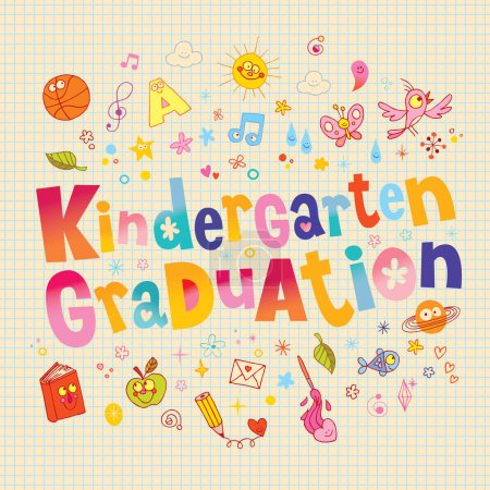 Ilustración de Diseño de graduación de jardín de infantes con letras únicas - Imagen libre de derechos