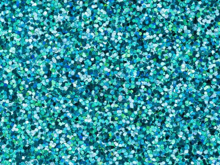 Blau, Jade, Marine mehrfarbige holographische Glitzertextur. Designmuster aus glitzerndem Glanz für die Dekoration von ungewöhnlichen, Weihnachten, Neujahr, 3D, Weihnachtsgeschenkkarte oder anderen Urlaubsbildern.