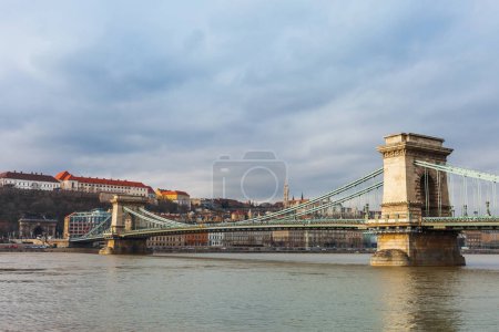 Photo for Panorama cityscape of famous tourist destination Budapest with Danube and bridges. Travel landscape in Hungary, Europe. - Royalty Free Image
